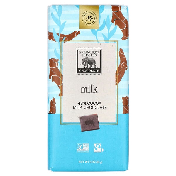 Smooth + Creamy Milk Chocolate, 48% какао, 3 унции (85 г) Endangered Species