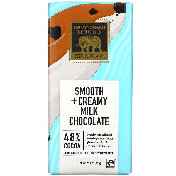 Smooth + Creamy Milk Chocolate, 48% какао, 3 унции (85 г) Endangered Species