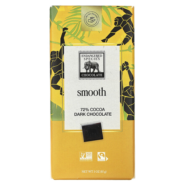 Bold + Silky Dark Chocolate, 72% какао, 3 унции (85 г) Endangered Species