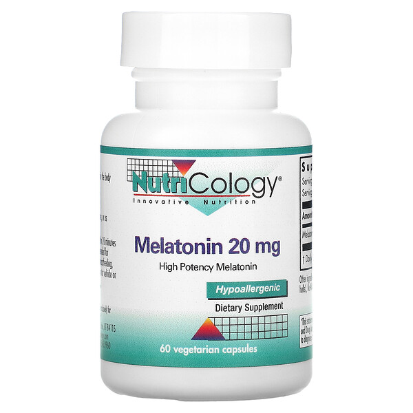 Melatonin, 20 mg, 60 Vegetarian Capsules (Вегетарианские капсулы) Nutricology