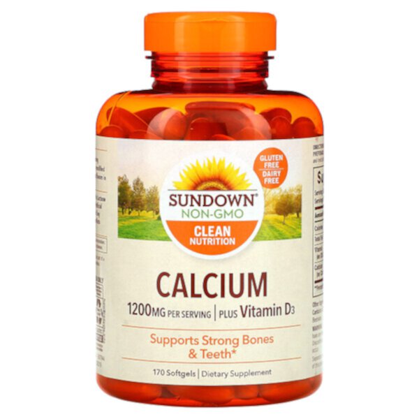 Кальций плюс витамин D3, 1200 мг, 170 мягких таблеток (600 мг на мягкую таблетку) Sundown Naturals