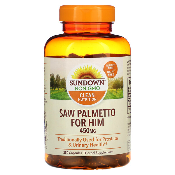 Со Пальметто для него, 450 мг, 250 капсул (225 мг в капсуле) Sundown Naturals