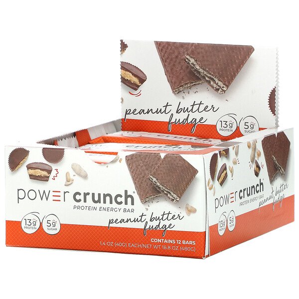 Power Crunch Protein Energy Bar, помадка с арахисовым маслом, 12 батончиков, 1,4 унции (40 г) каждый BNRG