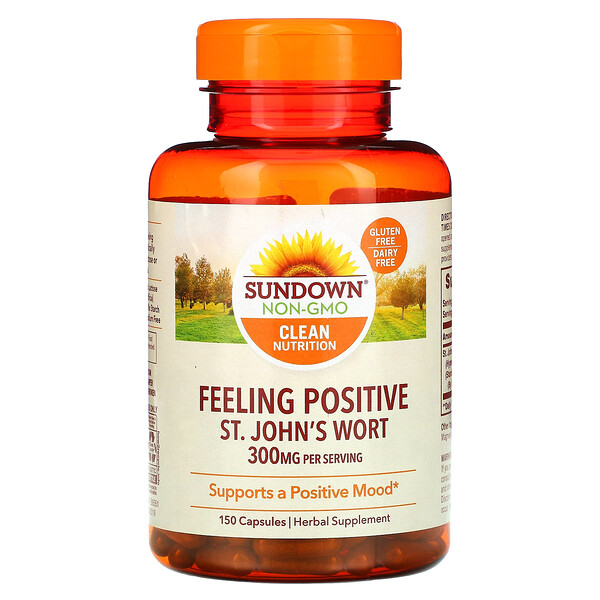 Feeling Positive, Зверобой, 150 мг, 150 капсул Sundown Naturals
