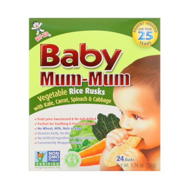 Baby Mum-Mum, Овощные рисовые сухарики, 24 сухарика Hot Kid