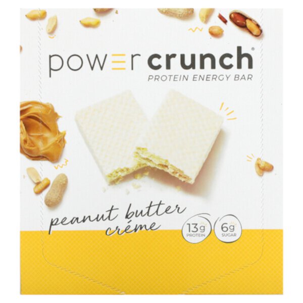 Power Crunch Protein Energy Bar, крем с арахисовым маслом, 12 батончиков, 1,4 унции (40 г) каждый BNRG