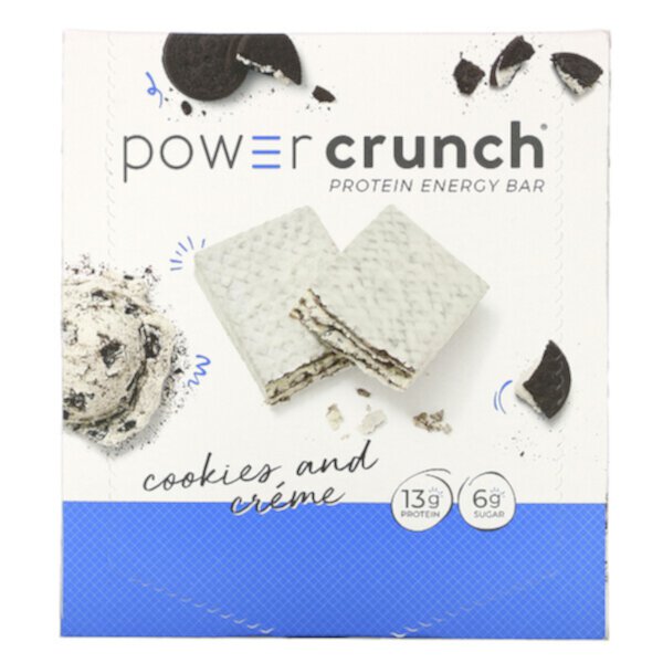 Power Crunch Protein Energy Bar, печенье и крем, 12 батончиков, 1,4 унции (40 г) каждый BNRG