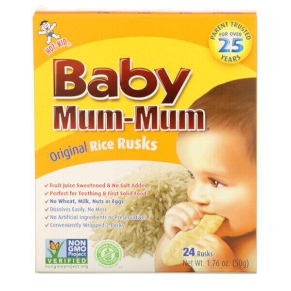 Baby Mum-Mum, Оригинальные рисовые сухари, 24 сухаря, 1,76 унции (50 г) Hot Kid