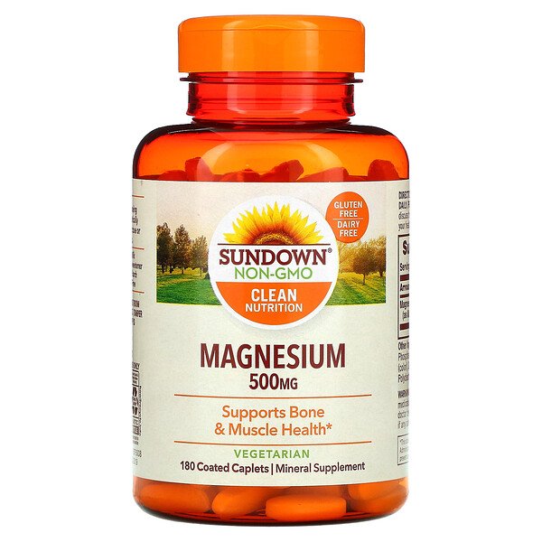 Магний, 500 мг, 180 капсул в оболочке Sundown Naturals