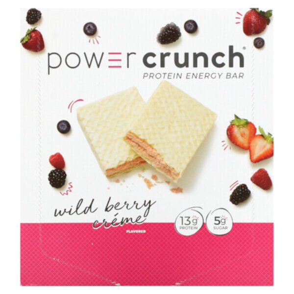 Power Crunch Protein Energy Bar, крем из лесных ягод, 12 батончиков, 1,4 унции (40 г) каждый BNRG