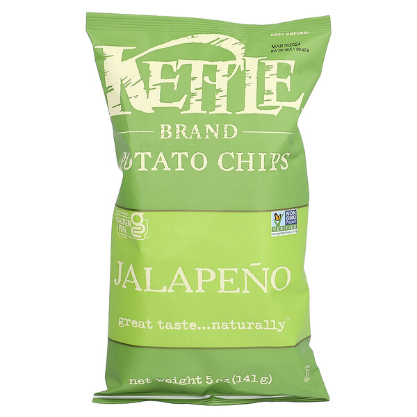 Картофельные чипсы, халапеньо, 5 унций (141 г) Kettle Foods