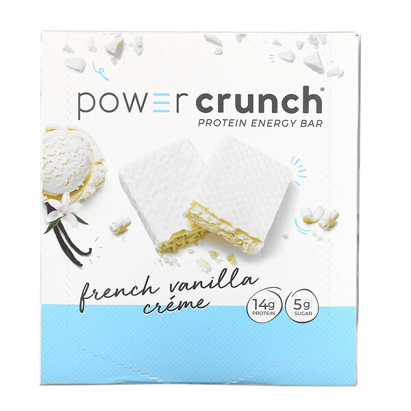 Power Crunch Protein Energy Bar, французский ванильный крем, 12 батончиков, 1,4 унции (40 г) каждый BNRG