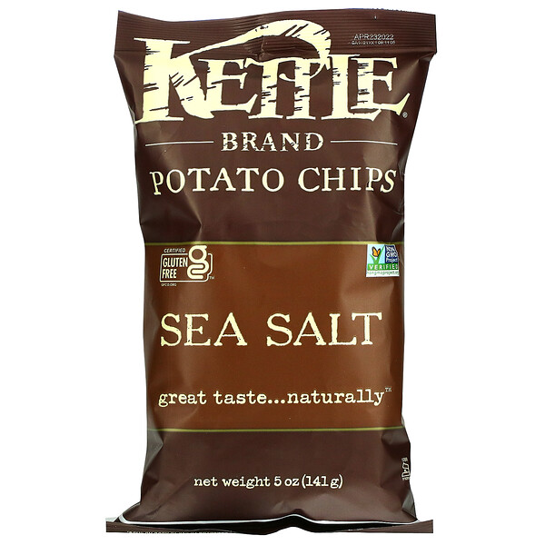 Картофельные чипсы, морская соль, 5 унций (142 г) Kettle Foods