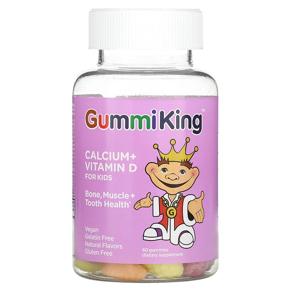 Кальций + витамин D для детей, 60 жевательных конфет GummiKing