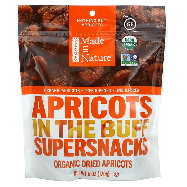 Органические сушеные абрикосы, In The Buff Supersnacks, 6 унций (170 г) Made in Nature