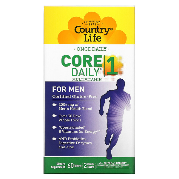 Мультивитамины Core Daily-1 для мужчин, 60 таблеток Country Life