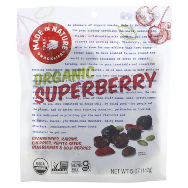 Organic Fruit Fusion, Superberry Supersnacks, 5 унций (142 г) Made in Nature