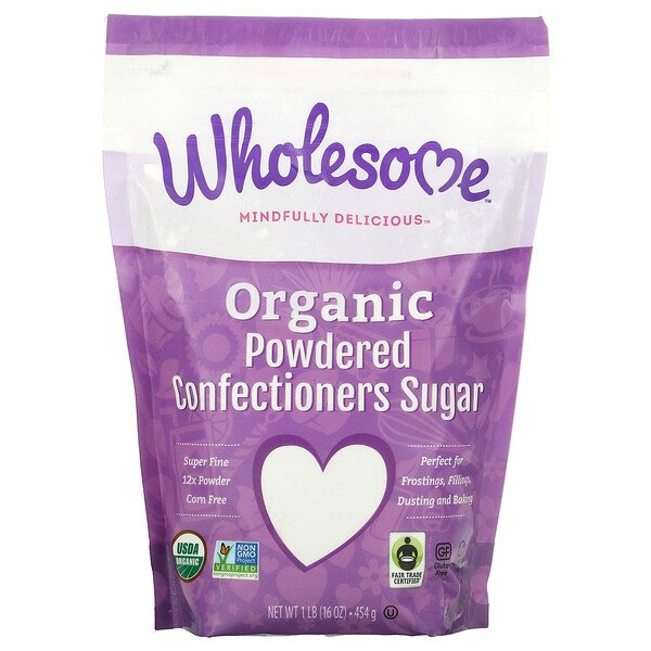 Органическая сахарная пудра для кондитеров, 1 фунт (454 г) Wholesome