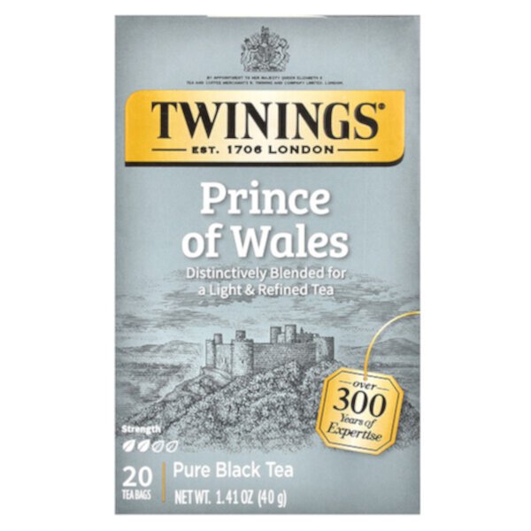 100% Pure Black Tea, Prince of Wales, 20 чайных пакетиков, 1,41 унции (40 г) Twinings