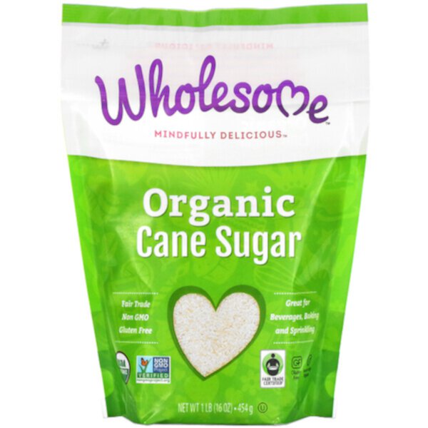 Органический тростниковый сахар, 1 фунт (454 г) Wholesome