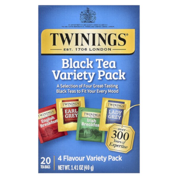 Набор сортов черного чая, 20 чайных пакетиков, 1,41 унции (40 г) Twinings