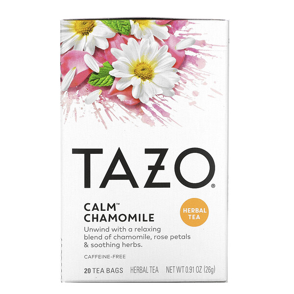 Травяной чай, Спокойная ромашка, без кофеина, 20 фильтр-пакетов, 0,91 унции (26 г) Tazo Teas