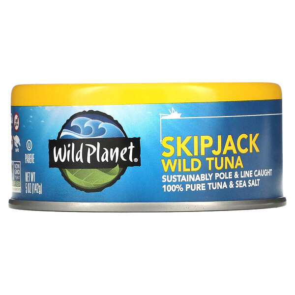 Дикий тунец Skipjack, 5 унций (142 г) Wild Planet