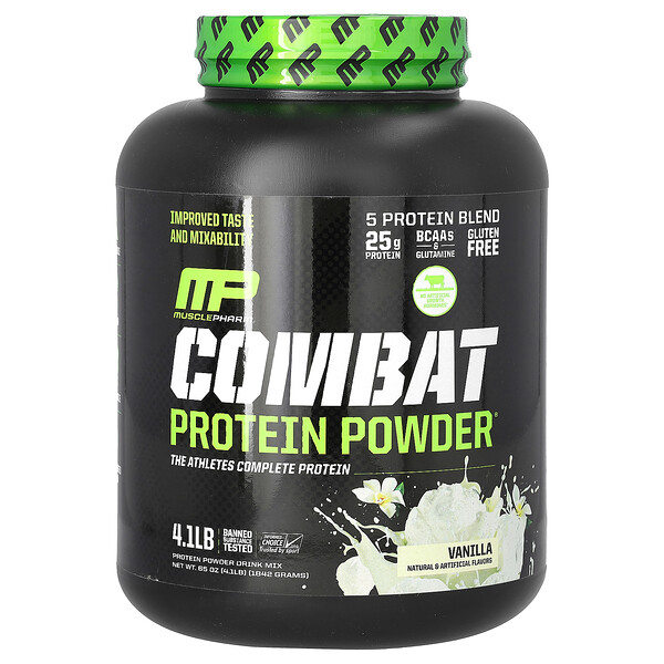 Combat Protein Powder, ваниль, 4,1 фунта (1842 г) MusclePharm