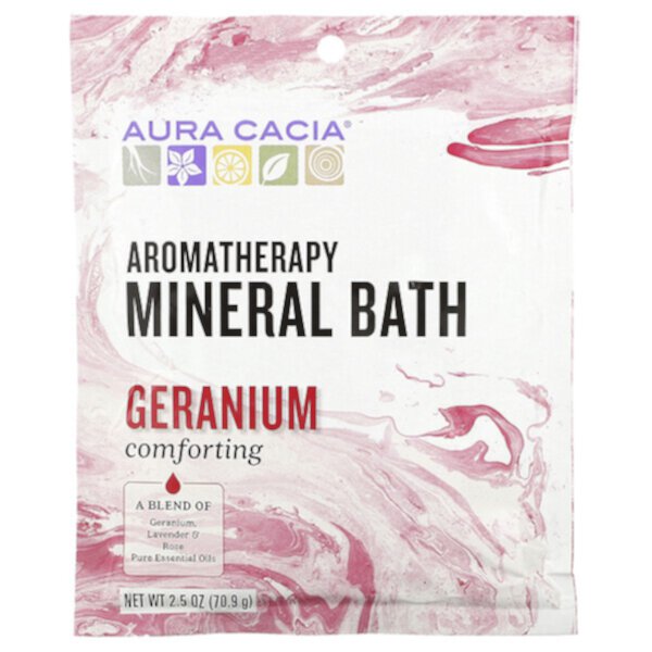 Ароматерапевтическая минеральная ванна, успокаивающая герань, 2,5 унции (70,9 г) Aura Cacia