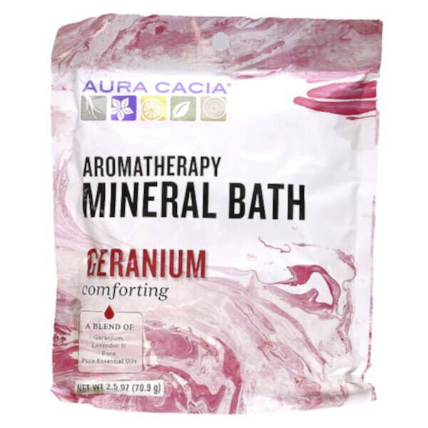 Ароматерапевтическая минеральная ванна, успокаивающая герань, 2,5 унции (70,9 г) Aura Cacia