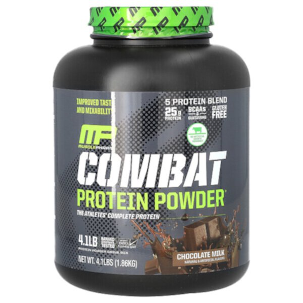 Combat Protein Powder, шоколадное молоко, 4,1 фунта (1,86 кг) MusclePharm