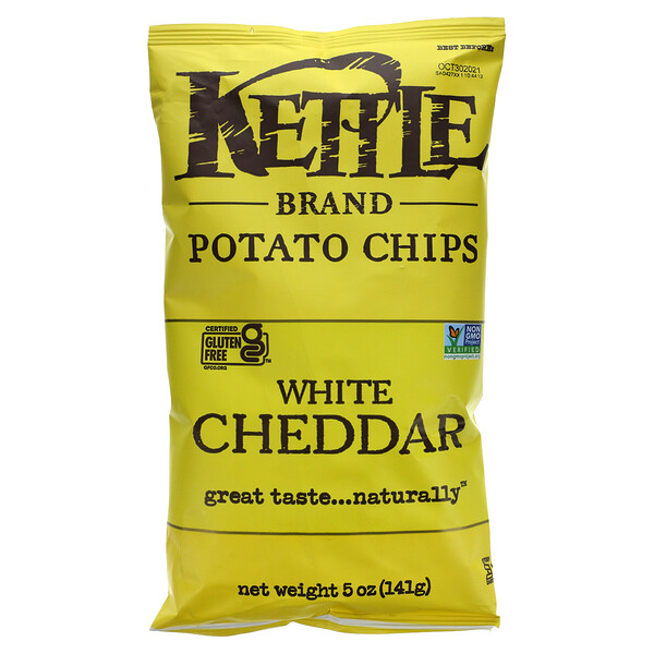 Картофельные чипсы, Белый чеддер, 5 унций (141 г) Kettle Foods