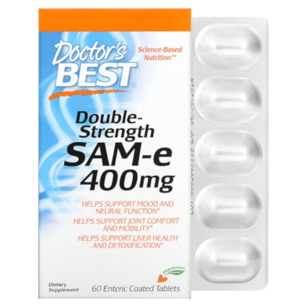 SAM-e, Двойная сила (Дисульфат Тозилат) - 400 мг - 60 оболочечных таблеток - Doctor's Best Doctor's Best