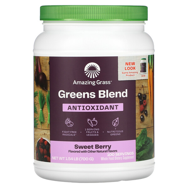 Green Blend, антиоксидант, сладкая ягода, 1,54 фунта (700 г) Amazing Grass