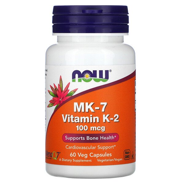 MK-7 Витамин K-2, 100 мкг, 60 растительных капсул NOW Foods