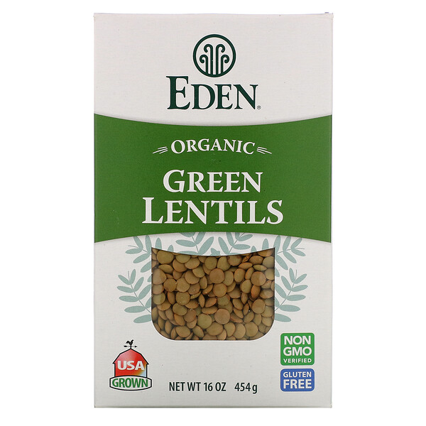 Organic, Зеленая чечевица, 16 унций (454 г) Eden Foods