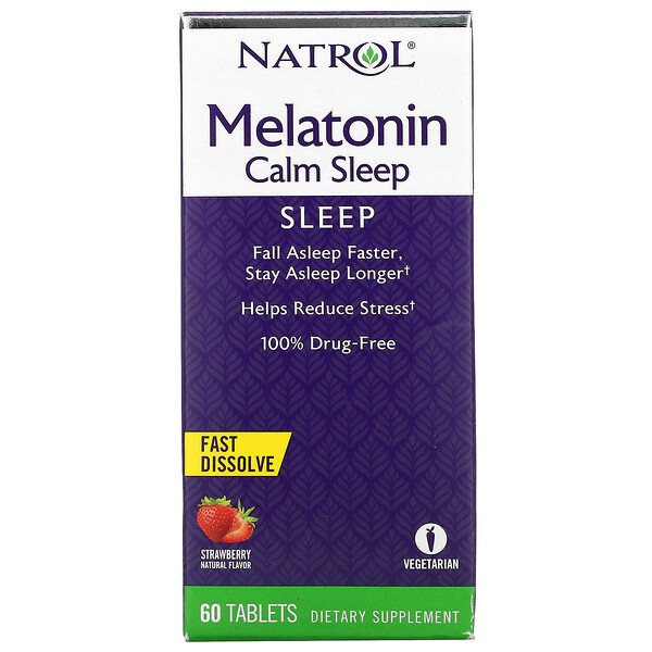 Melatonin Calm Sleep, быстро растворяющийся, клубника, 60 таблеток Natrol