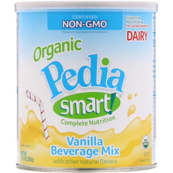Organic Pedia Smart!, Полноценная смесь для напитков, ваниль, 12,7 унций (360 г) Nature's One