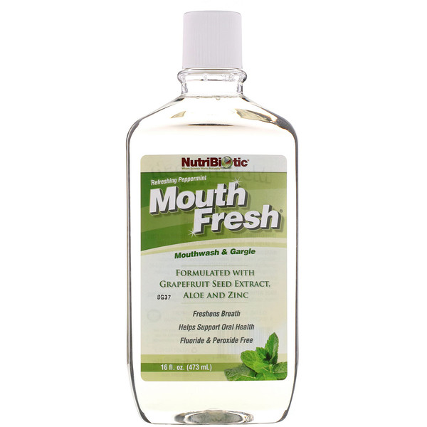Mouth Fresh, Средство для полоскания рта и полоскания, освежающая мята, 16 жидких унций (473 мл) NutriBiotic