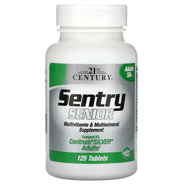 Sentry Senior, Мультивитамин и Мульминерал, Взрослые 50+, 125 таблеток - 21st Century 21st Century
