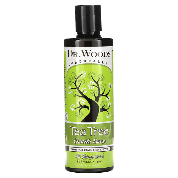 Кастильское мыло Tea Tree с маслом ши, продаваемым по принципам справедливой торговли, 8 жидких унций (236 мл) Dr. Woods