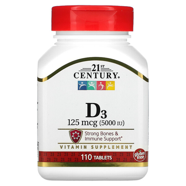 Витамин D3 - 125 мкг (5000 МЕ) - 110 таблеток - 21st Century 21st Century