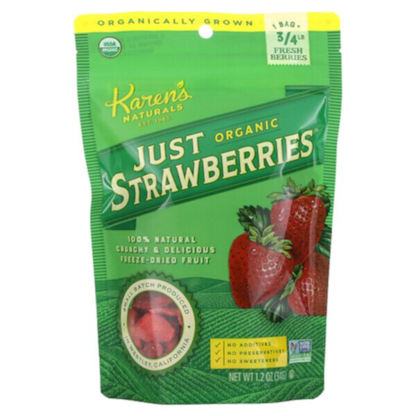 Органическая клубника Just Strawberries, 1,2 унции (34 г) Karen's Naturals
