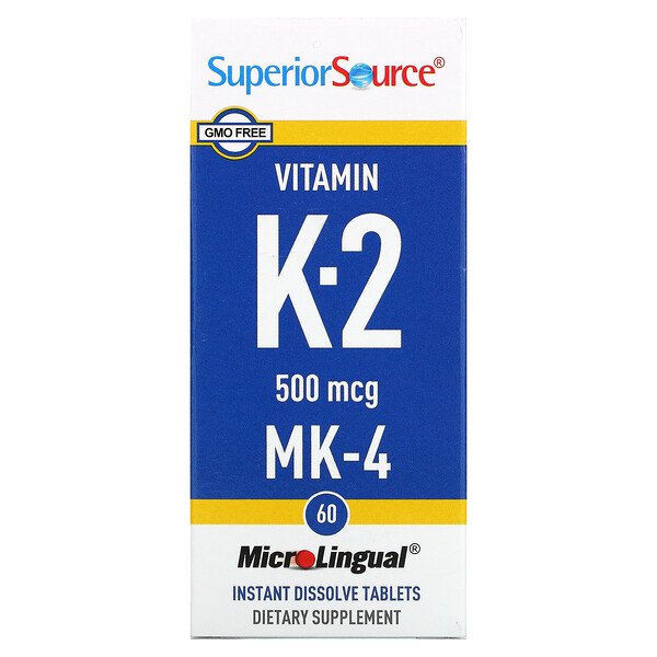 Витамин K-2 - 500 мкг - 60 мгновенно растворимых таблеток - Superior Source Superior Source