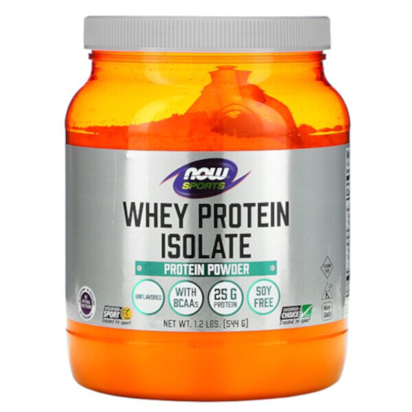 Sports, Изолят сывороточного протеина, без вкуса, 1,2 фунта (544 г) NOW Foods