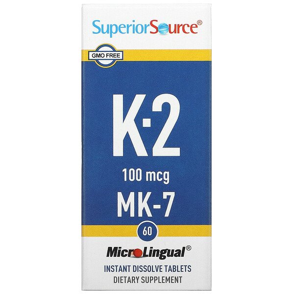 Витамин K-2 - 100 мкг - 60 микролингвальных таблеток - Superior Source Superior Source