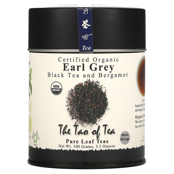 Сертифицированный органический черный чай и бергамот, Earl Grey, 3,5 унции (100 г) The Tao of Tea
