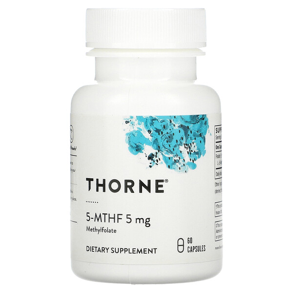 5-MTHF, 5 мг, 60 капсул - Thorne - Витамин B9 Фолиевая кислота Thorne