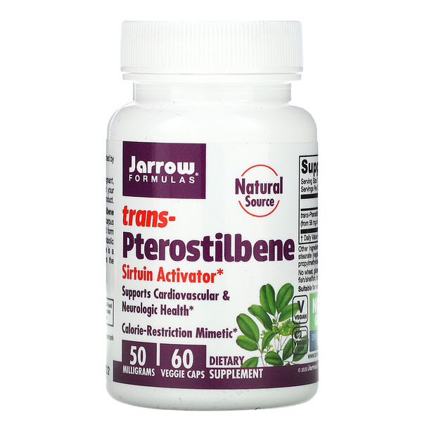 Транс-птеростилбен, 50 мг, 60 растительных капсул Jarrow Formulas
