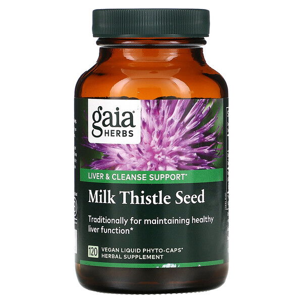 Семена расторопши пятнистой, 120 веганских жидких фито-капсул Gaia Herbs